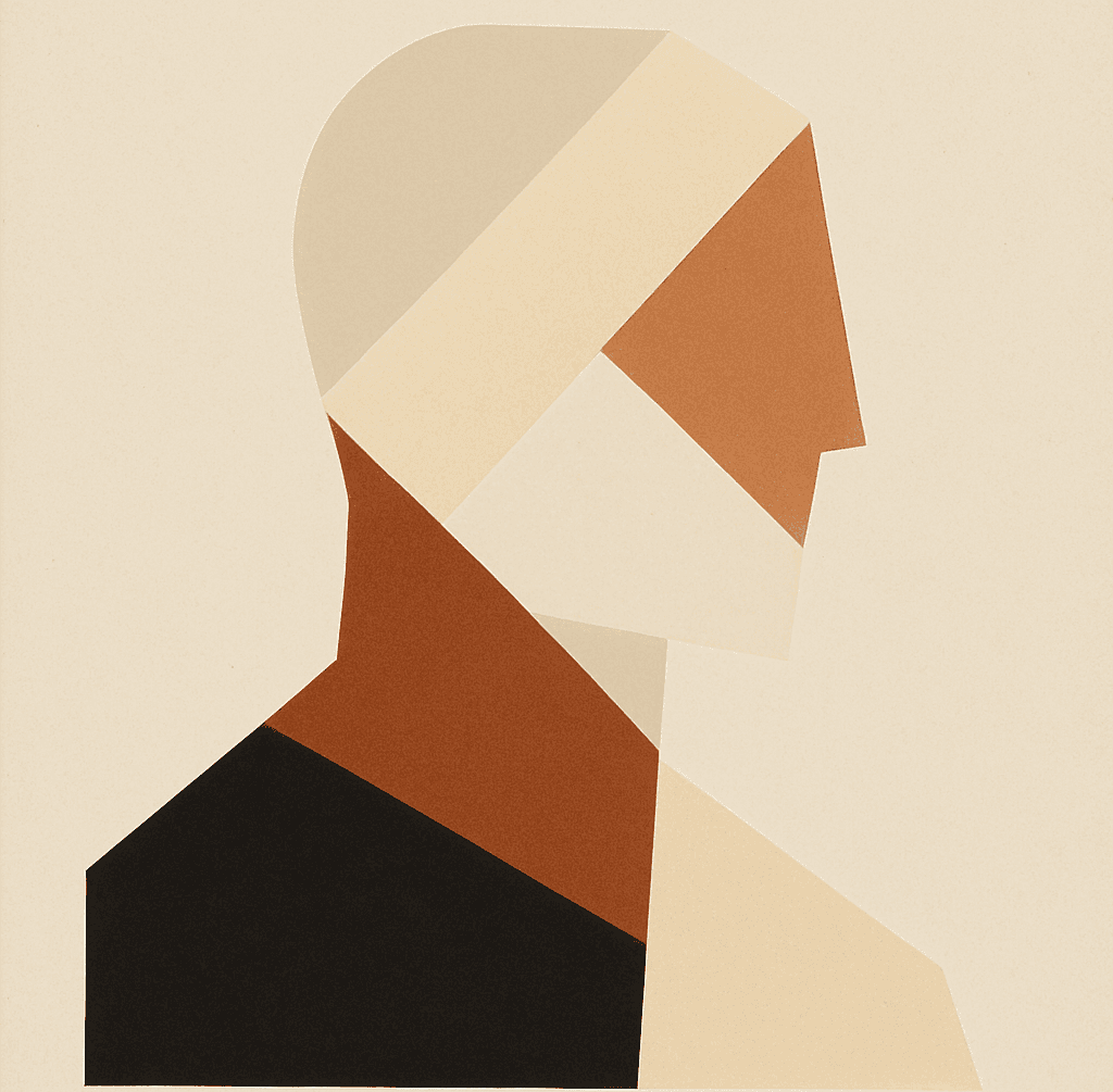 Abstract geometric avatar in cream and rust tones for Sam Okonjo, Principal engineer